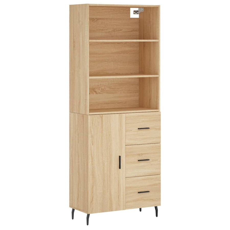 Hoge Kast 69,5X34X180 Cm Bewerkt Hout Sonoma Eikenkleurig