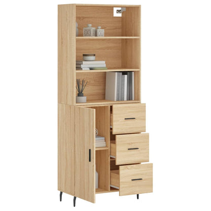 Hoge Kast 69,5X34X180 Cm Bewerkt Hout Sonoma Eikenkleurig