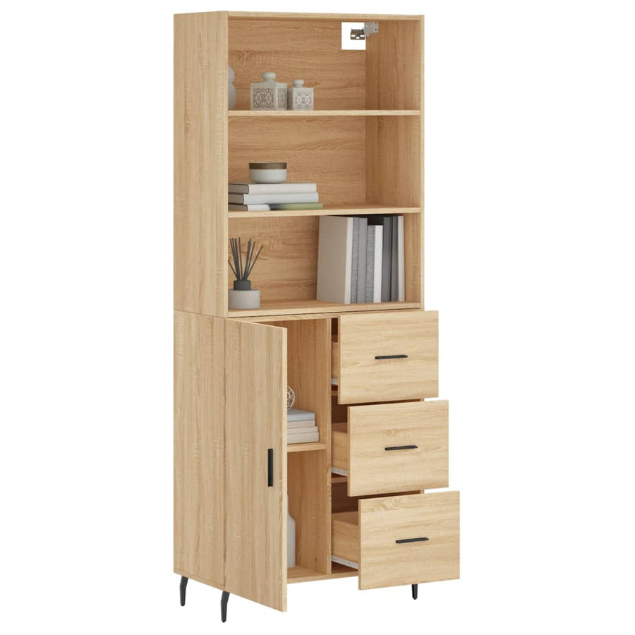 Hoge Kast 69,5X34X180 Cm Bewerkt Hout Sonoma Eikenkleurig
