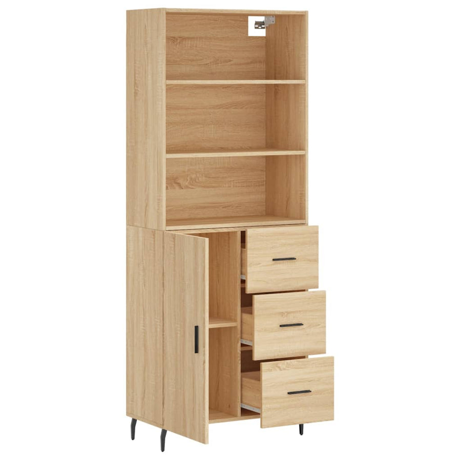 Hoge Kast 69,5X34X180 Cm Bewerkt Hout Sonoma Eikenkleurig