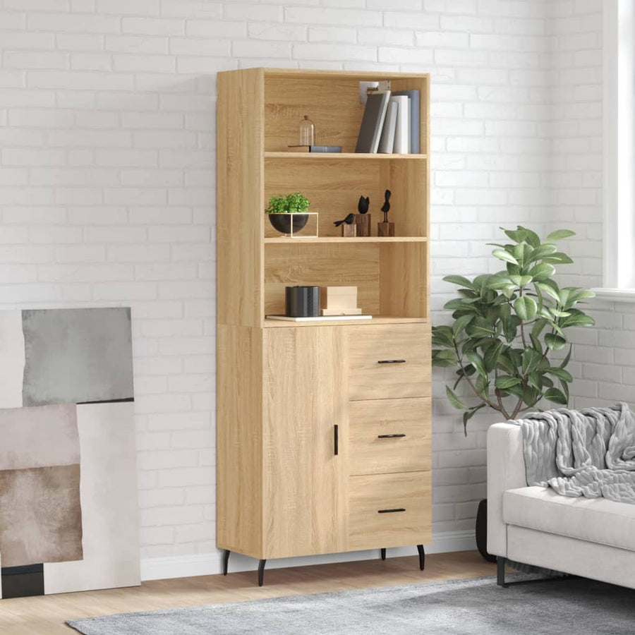 Hoge Kast 69,5X34X180 Cm Bewerkt Hout Sonoma Eikenkleurig