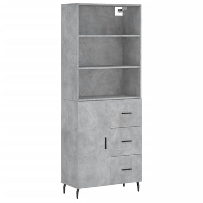 Hoge Kast 69,5X34X180 Cm Bewerkt Hout Betongrijs
