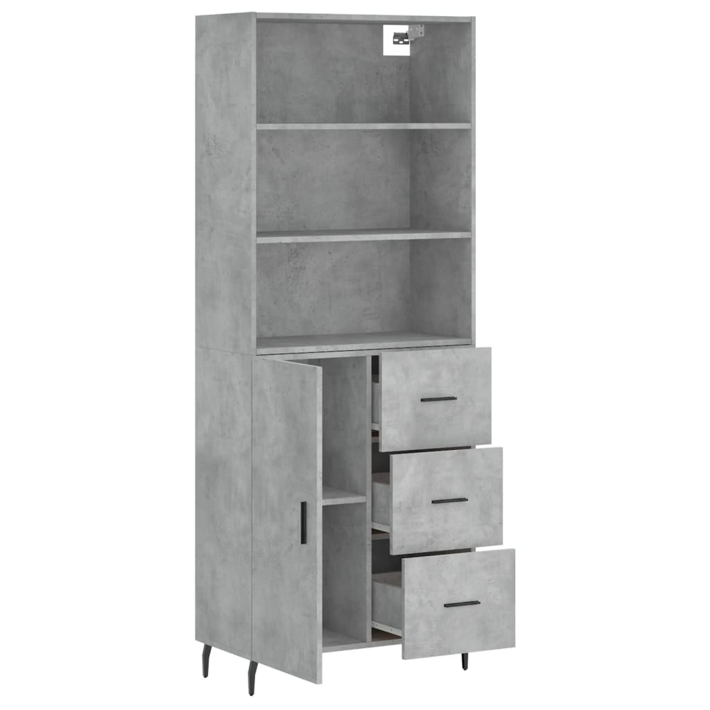 Hoge Kast 69,5X34X180 Cm Bewerkt Hout Betongrijs