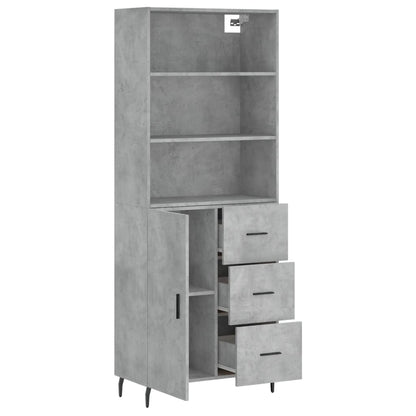 Hoge Kast 69,5X34X180 Cm Bewerkt Hout Betongrijs
