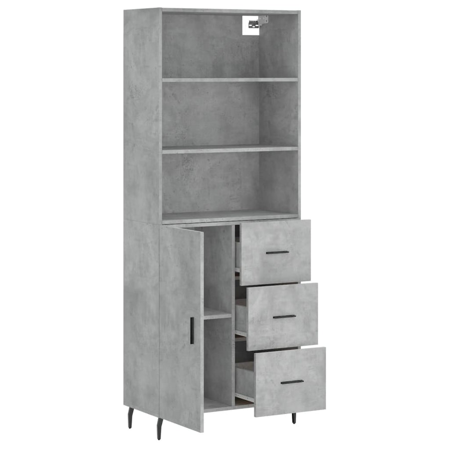 Hoge Kast 69,5X34X180 Cm Bewerkt Hout Betongrijs
