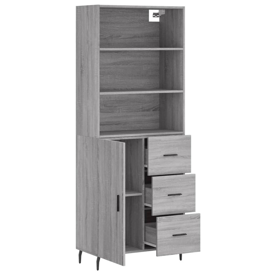 Hoge Kast 69,5X34X180 Cm Bewerkt Hout Grijs Sonoma Eikenkleurig