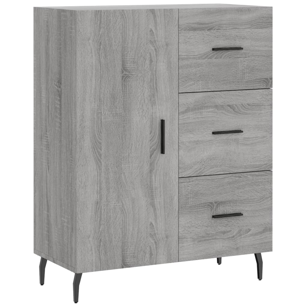 Hoge Kast 69,5X34X180 Cm Bewerkt Hout Grijs Sonoma Eikenkleurig