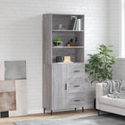 Hoge kast 69,5x34x180 cm bewerkt hout grijs
