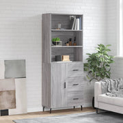 Hoge kast 69,5x34x180 cm bewerkt hout grijs