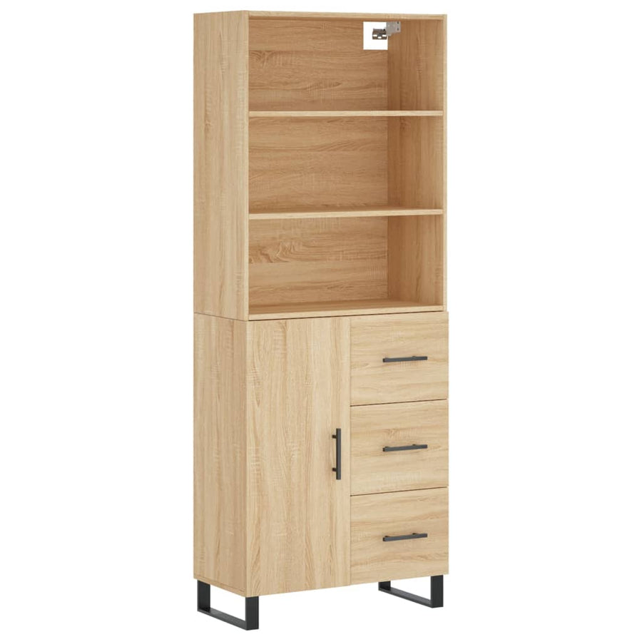 Hoge Kast 69,5X34X180 Cm Bewerkt Hout Kleurig Sonoma eiken