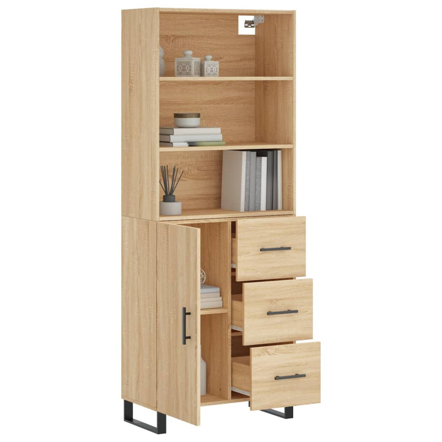 Hoge Kast 69,5X34X180 Cm Bewerkt Hout Kleurig Sonoma eiken