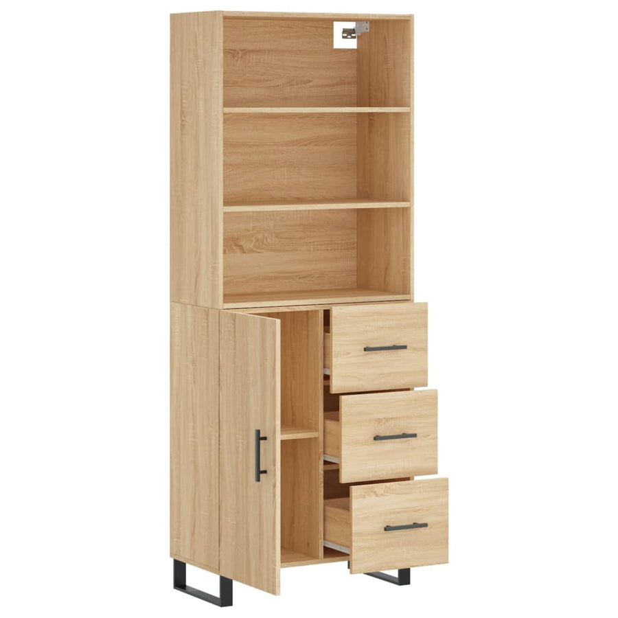 Hoge Kast 69,5X34X180 Cm Bewerkt Hout Kleurig Sonoma eiken