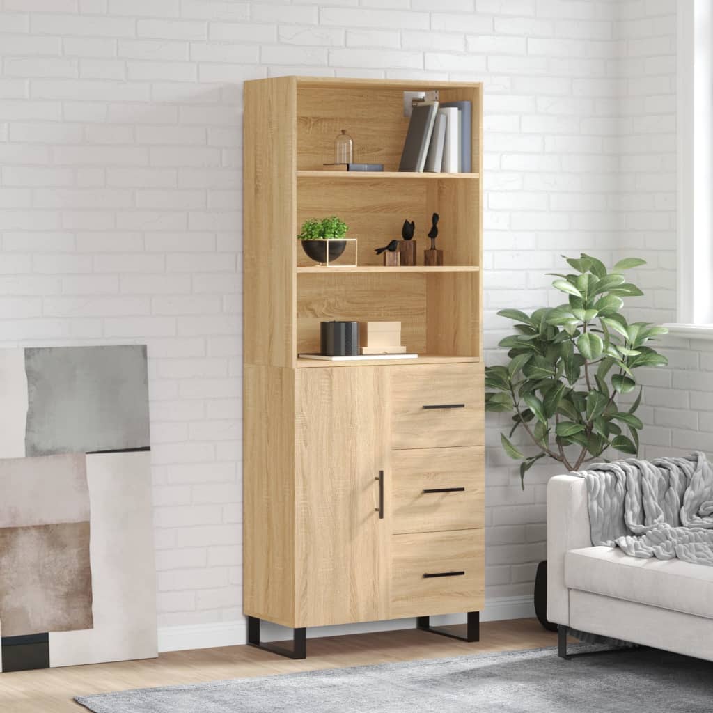 Hoge Kast 69,5X34X180 Cm Bewerkt Hout Kleurig Sonoma eiken