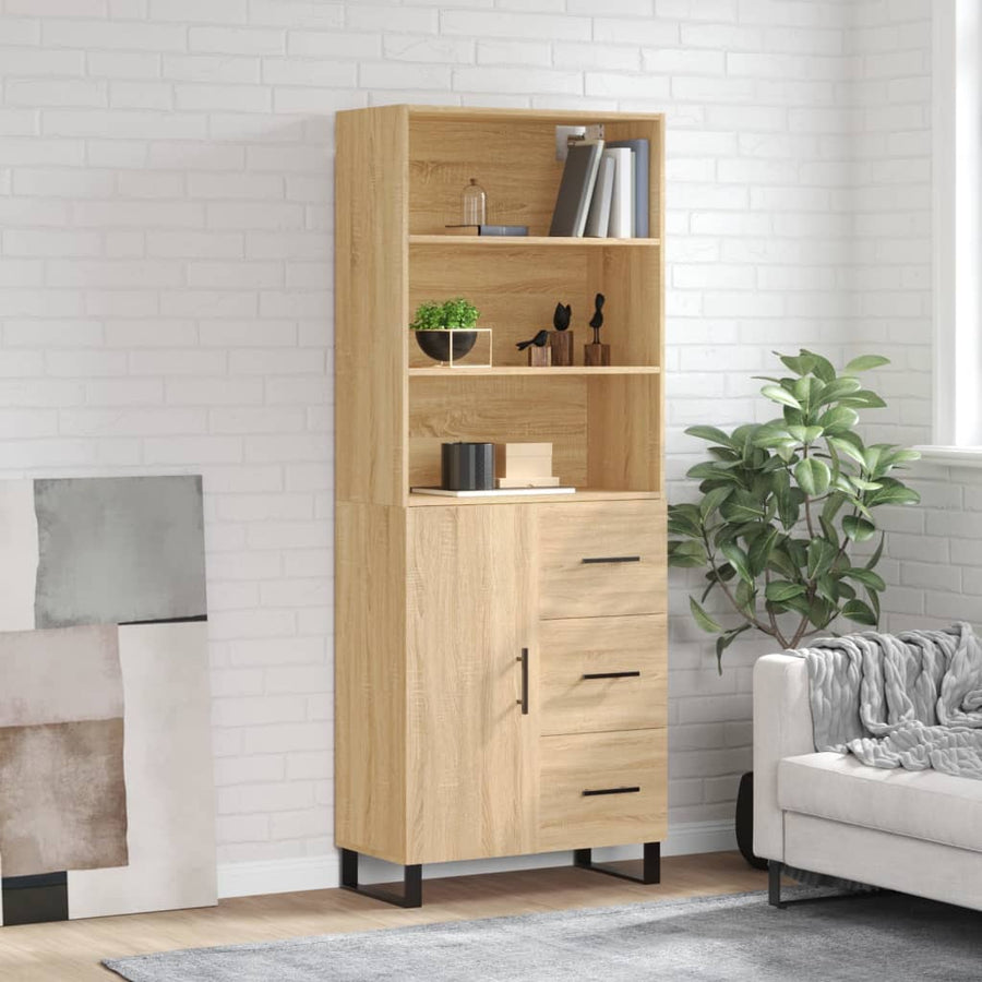 Hoge Kast 69,5X34X180 Cm Bewerkt Hout Kleurig Sonoma eiken