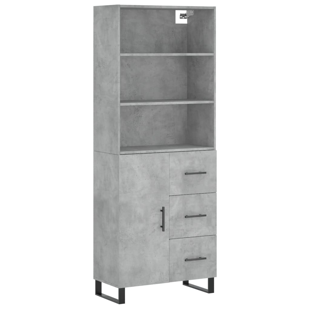 Hoge Kast 69,5X34X180 Cm Bewerkt Hout Betongrijs