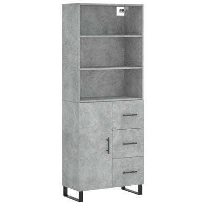 Hoge Kast 69,5X34X180 Cm Bewerkt Hout Betongrijs
