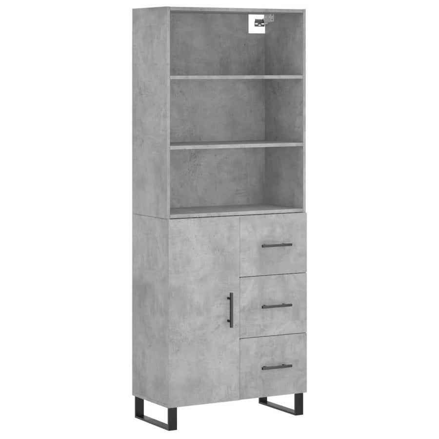 Hoge Kast 69,5X34X180 Cm Bewerkt Hout Betongrijs