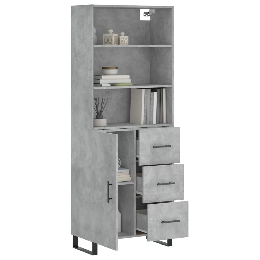 Hoge Kast 69,5X34X180 Cm Bewerkt Hout Betongrijs
