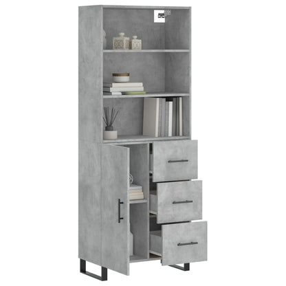 Hoge Kast 69,5X34X180 Cm Bewerkt Hout Betongrijs