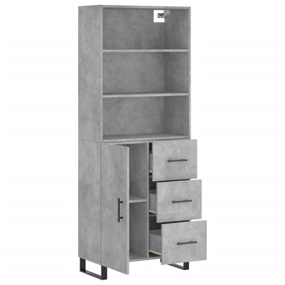 Hoge Kast 69,5X34X180 Cm Bewerkt Hout Betongrijs