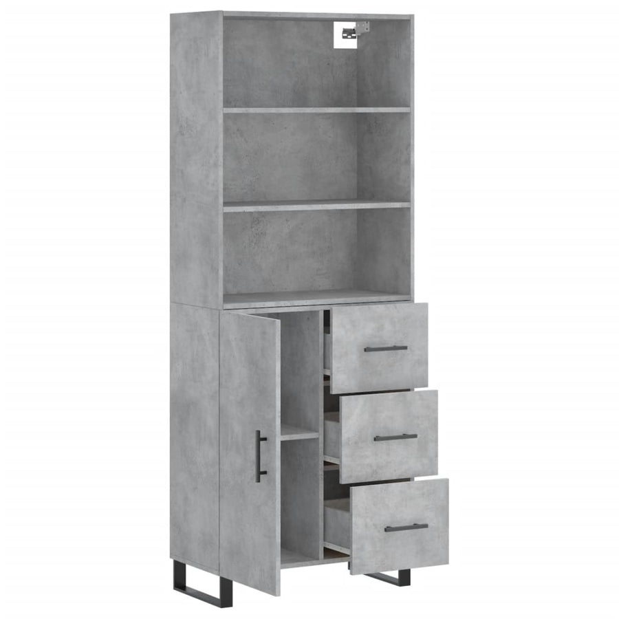 Hoge Kast 69,5X34X180 Cm Bewerkt Hout Betongrijs