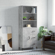 Hoge kast 69,5x34x180 cm bewerkt hout betongrijs