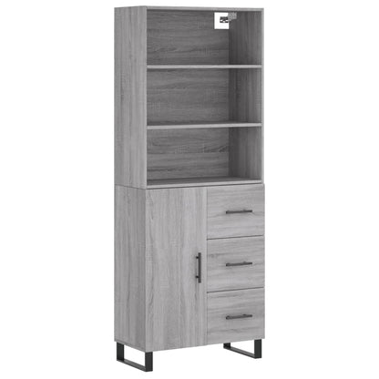 Hoge Kast 69,5X34X180 Cm Bewerkt Hout Eikenkleurig Grijs sonoma