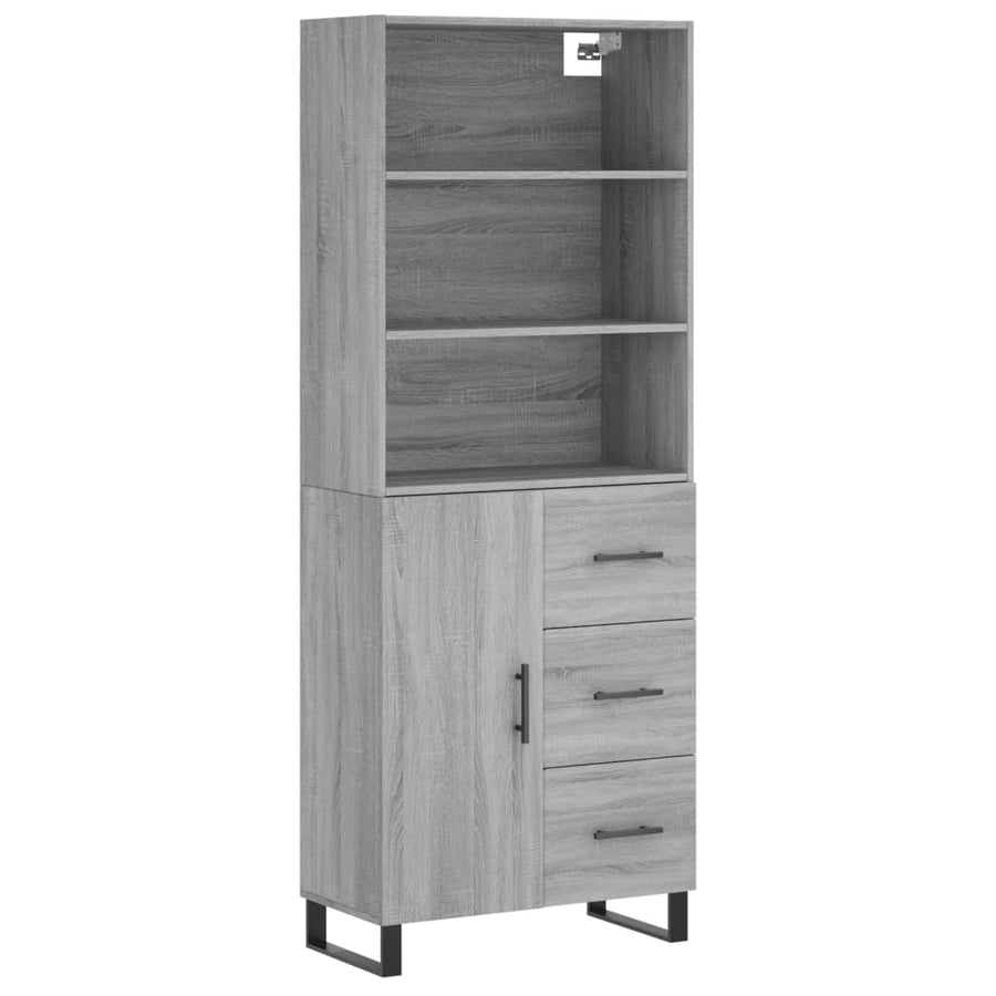 Hoge Kast 69,5X34X180 Cm Bewerkt Hout Eikenkleurig Grijs sonoma