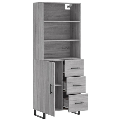 Hoge Kast 69,5X34X180 Cm Bewerkt Hout Eikenkleurig Grijs sonoma
