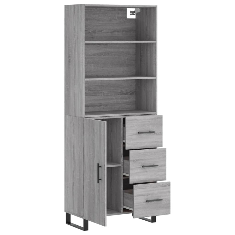 Hoge Kast 69,5X34X180 Cm Bewerkt Hout Eikenkleurig Grijs sonoma