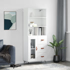 Hoge kast 69,5x34x180 cm bewerkt hout wit