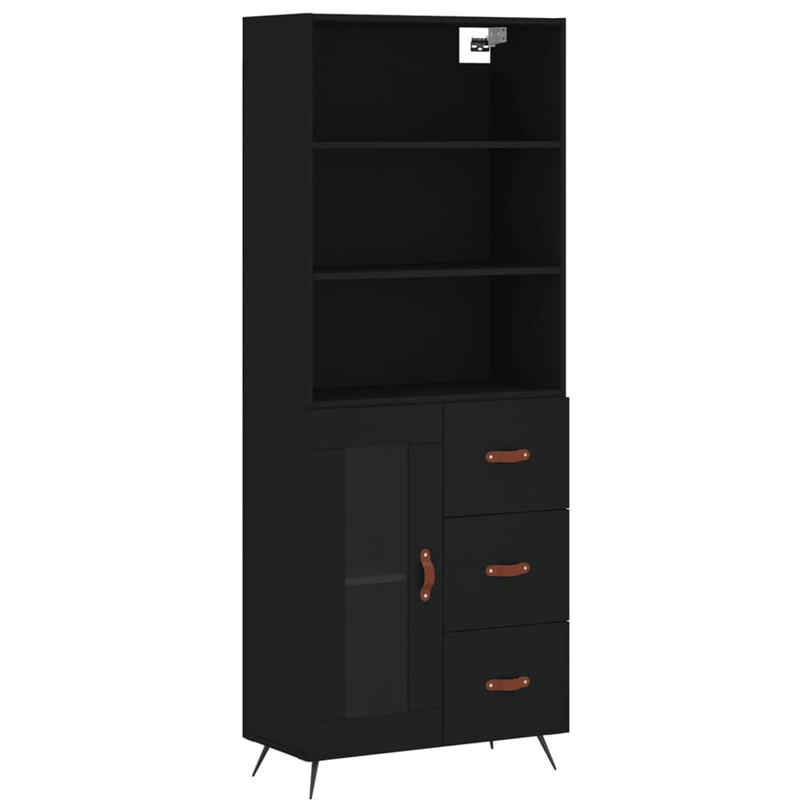 Hoge Kast 69,5X34X180 Cm Bewerkt Hout Zwart