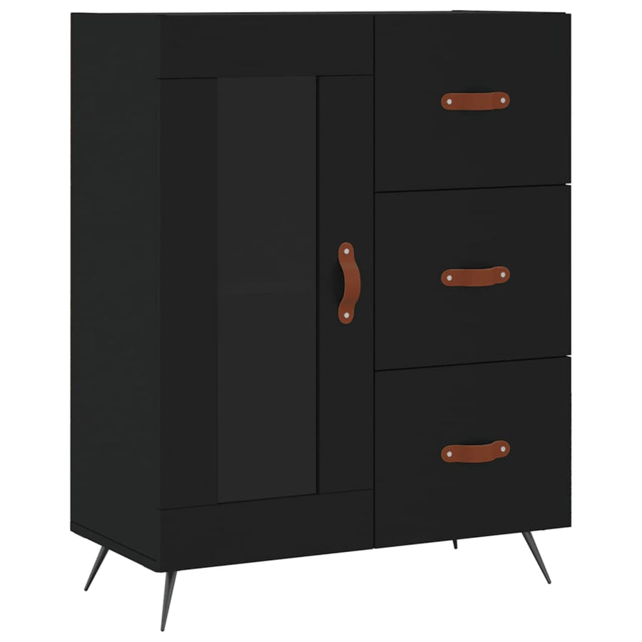 Hoge Kast 69,5X34X180 Cm Bewerkt Hout Zwart