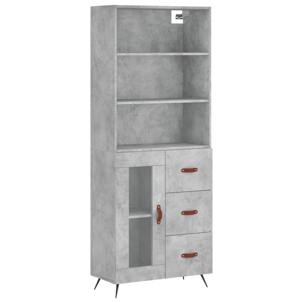 Hoge Kast 69,5X34X180 Cm Bewerkt Hout Betongrijs