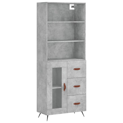 Hoge Kast 69,5X34X180 Cm Bewerkt Hout Betongrijs