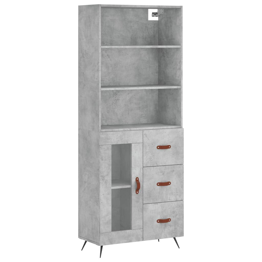 Hoge Kast 69,5X34X180 Cm Bewerkt Hout Betongrijs