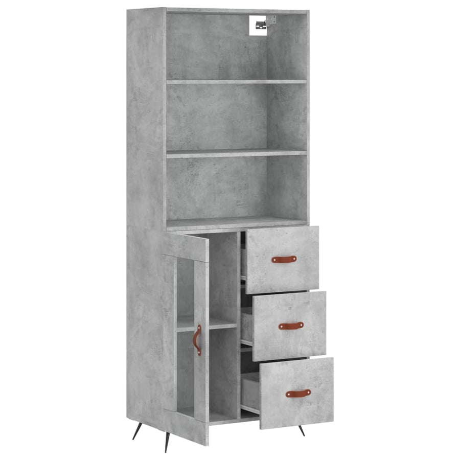 Hoge Kast 69,5X34X180 Cm Bewerkt Hout Betongrijs