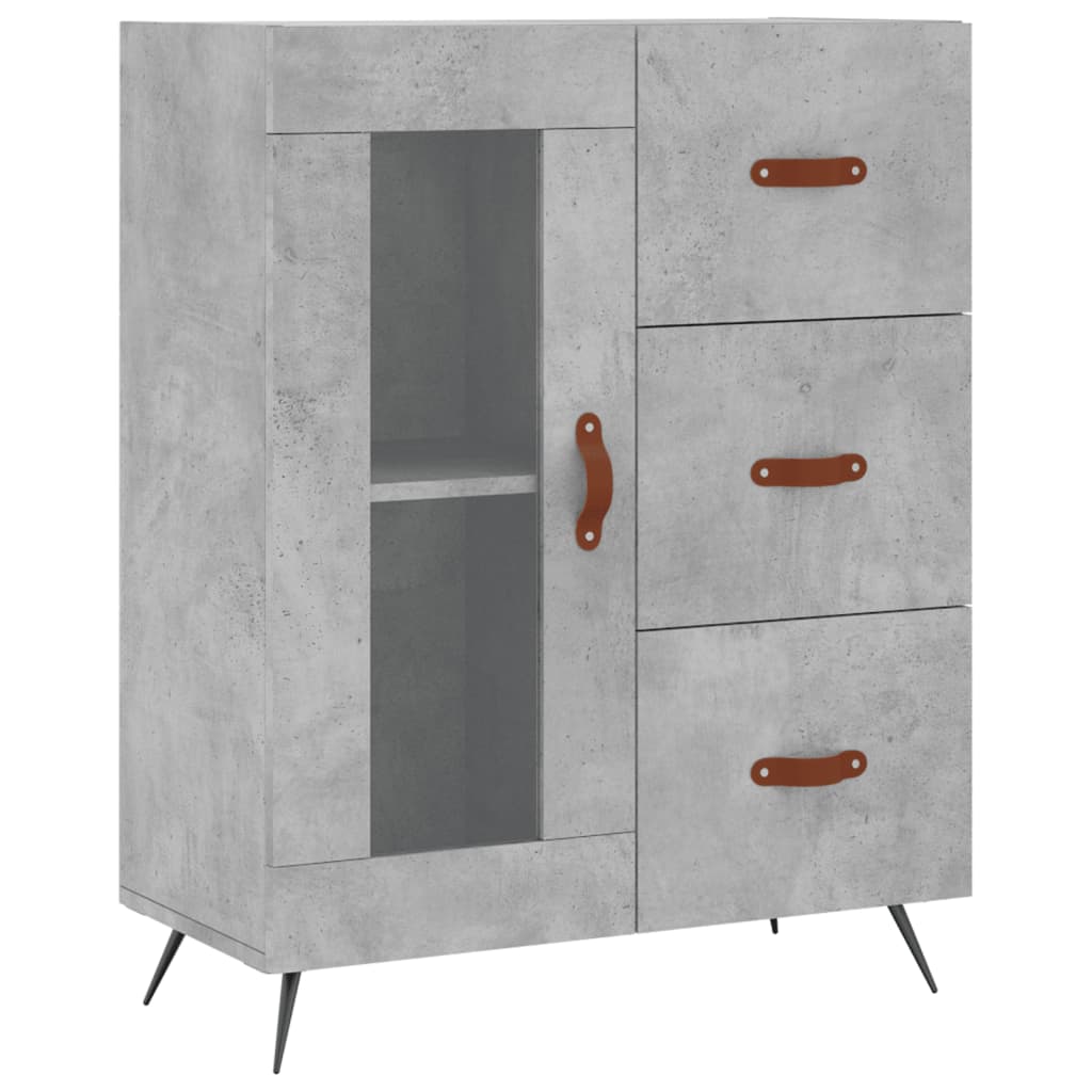 Hoge Kast 69,5X34X180 Cm Bewerkt Hout Betongrijs