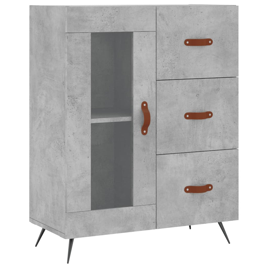 Hoge Kast 69,5X34X180 Cm Bewerkt Hout Betongrijs