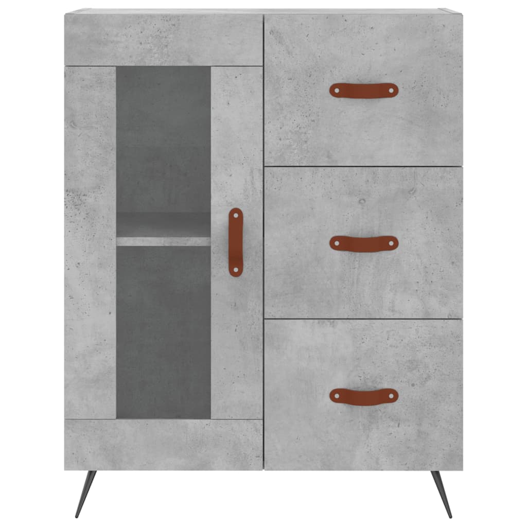 Hoge Kast 69,5X34X180 Cm Bewerkt Hout Betongrijs