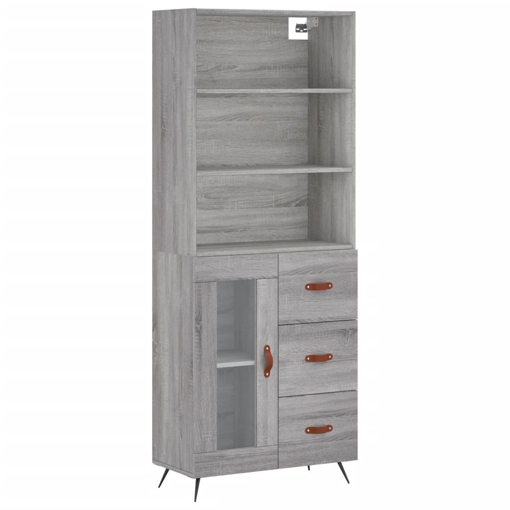 Hoge Kast 69,5X34X180 Cm Bewerkt Hout Grijs Sonoma Eikenkleurig