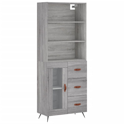 Hoge Kast 69,5X34X180 Cm Bewerkt Hout Grijs Sonoma Eikenkleurig