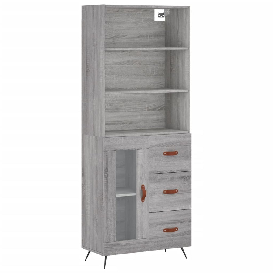 Hoge Kast 69,5X34X180 Cm Bewerkt Hout Grijs Sonoma Eikenkleurig