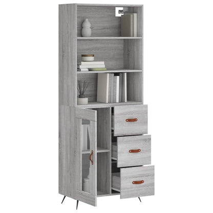 Hoge Kast 69,5X34X180 Cm Bewerkt Hout Grijs Sonoma Eikenkleurig
