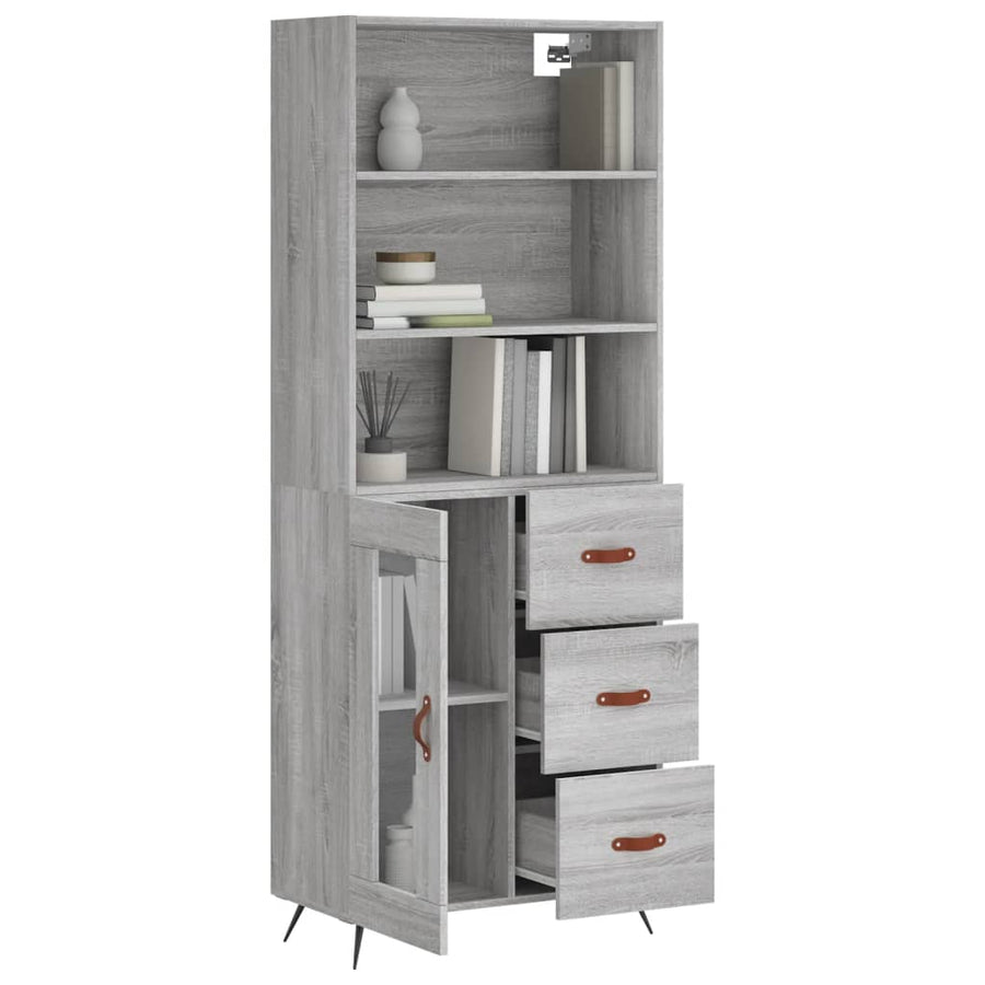 Hoge Kast 69,5X34X180 Cm Bewerkt Hout Grijs Sonoma Eikenkleurig