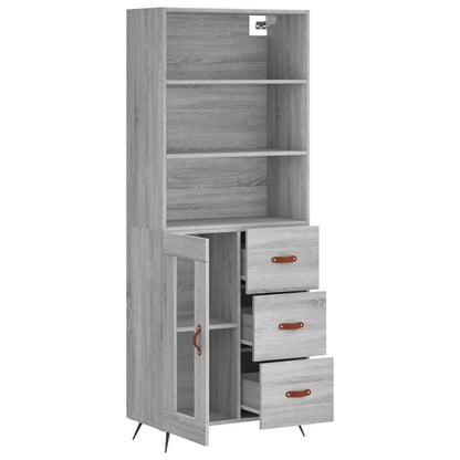 Hoge Kast 69,5X34X180 Cm Bewerkt Hout Grijs Sonoma Eikenkleurig