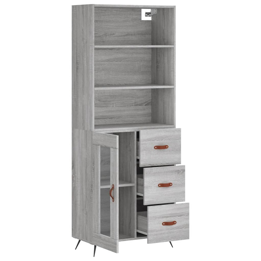 Hoge Kast 69,5X34X180 Cm Bewerkt Hout Grijs Sonoma Eikenkleurig