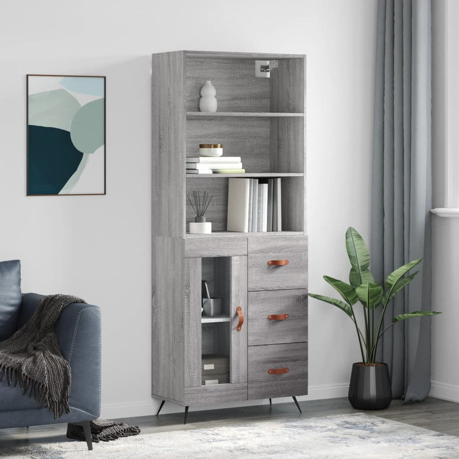 Hoge Kast 69,5X34X180 Cm Bewerkt Hout Grijs Sonoma Eikenkleurig