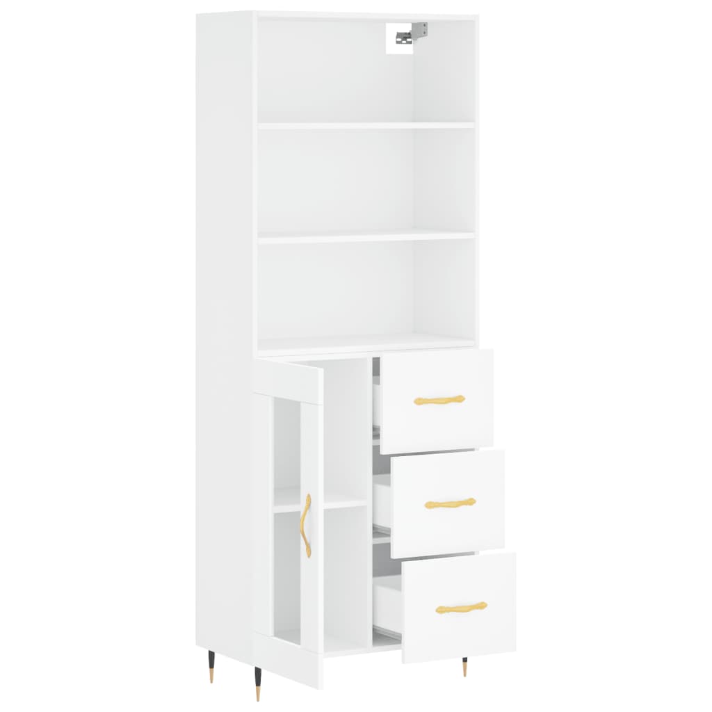 Hoge Kast 69,5X34X180 Cm Bewerkt Hout Wit