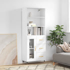 Hoge kast 69,5x34x180 cm wit bewerkt hout